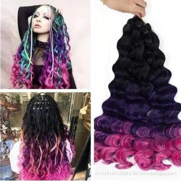 t4/27 530 deep wave twist braiding hair extension for soft locs, 2# 12-24 inch deep wave bulk crochet braids hair extension